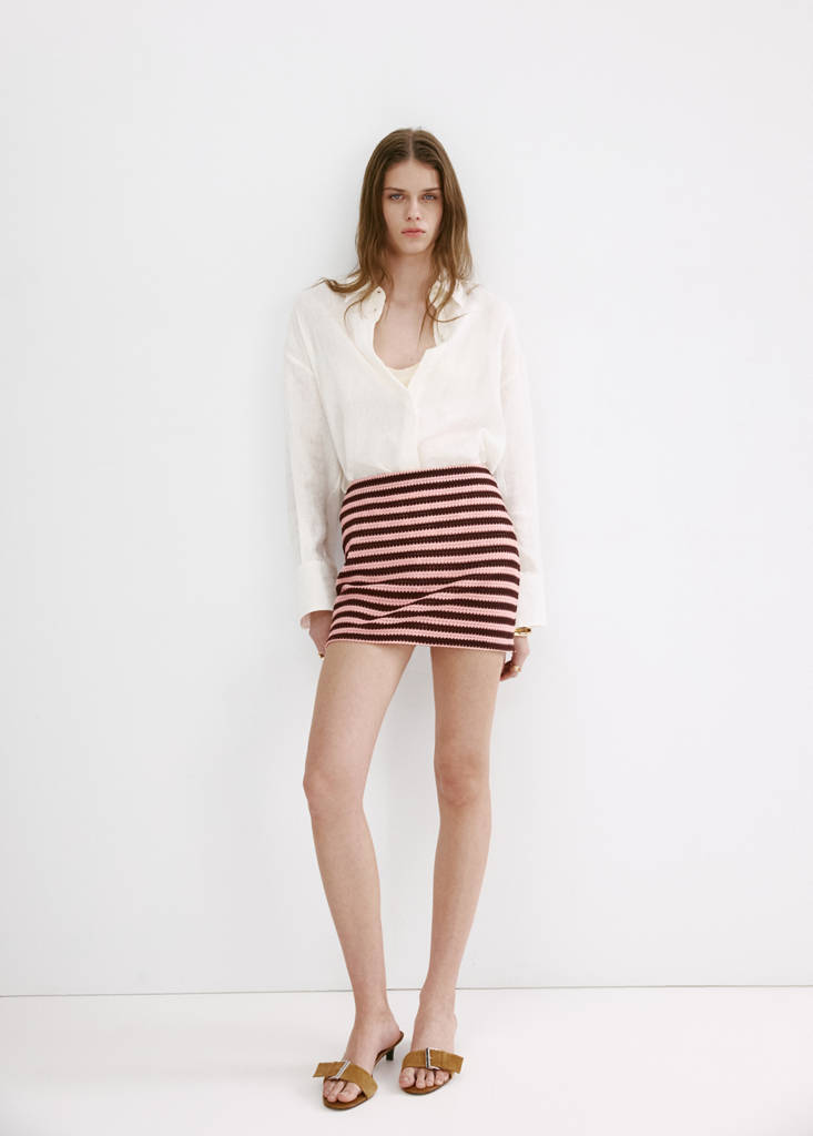 Striped knitted skirt — Pastel Pink
