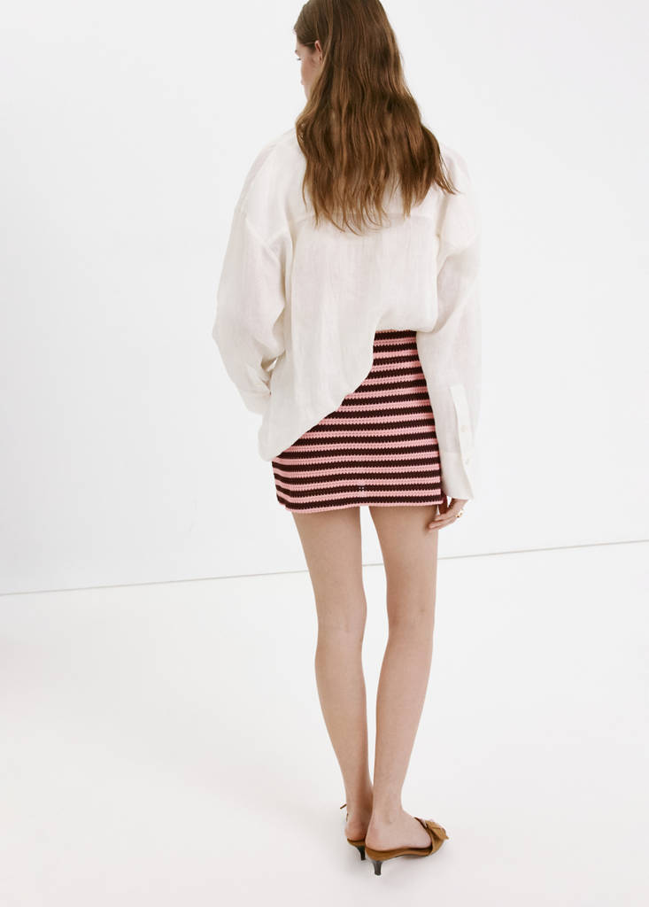 Striped knitted skirt — Pastel Pink