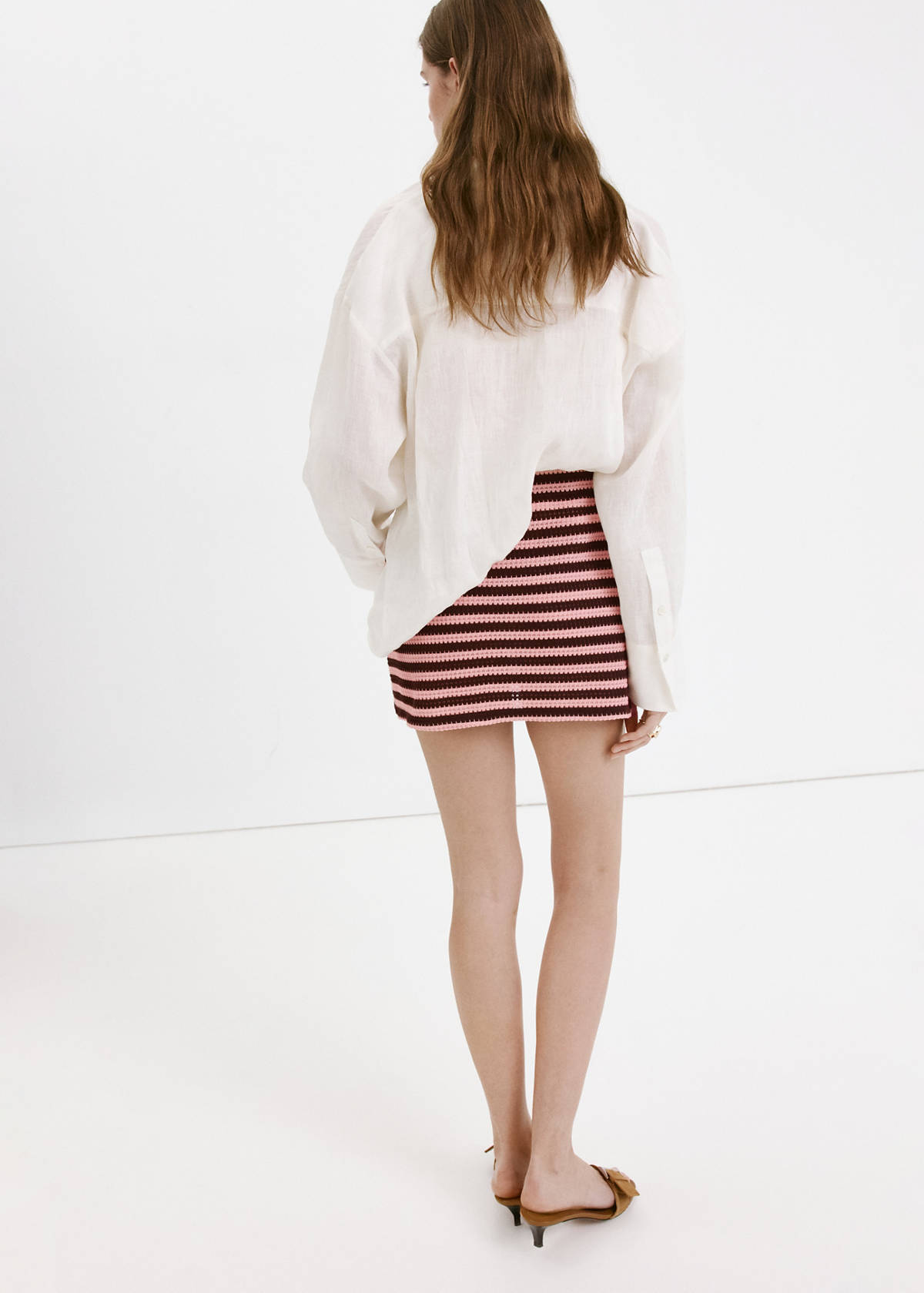 Striped knitted skirt — Pastel Pink