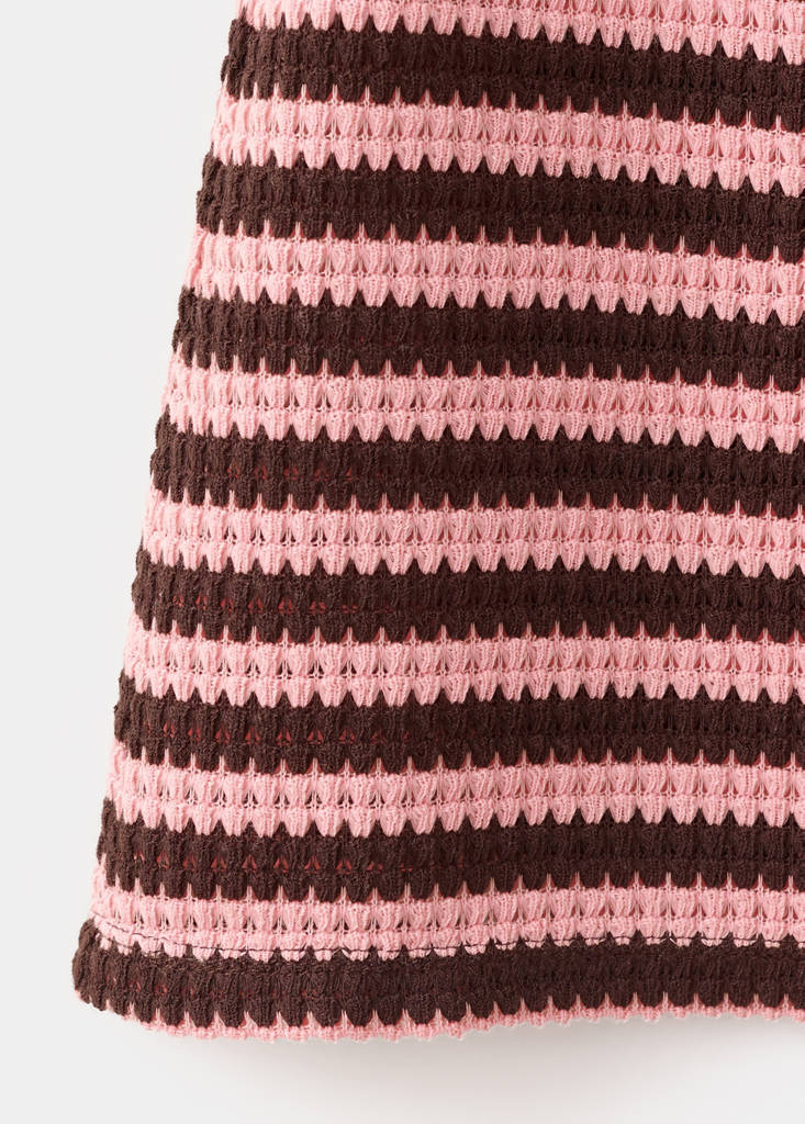 Striped knitted skirt — Pastel Pink