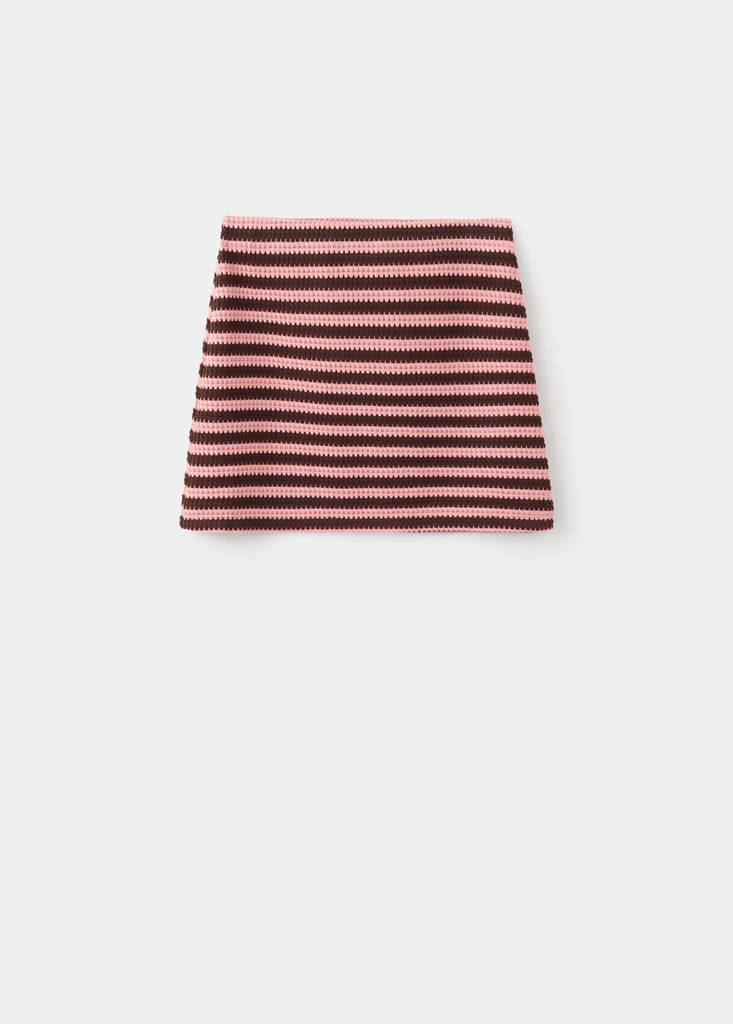 Striped knitted skirt — Pastel Pink