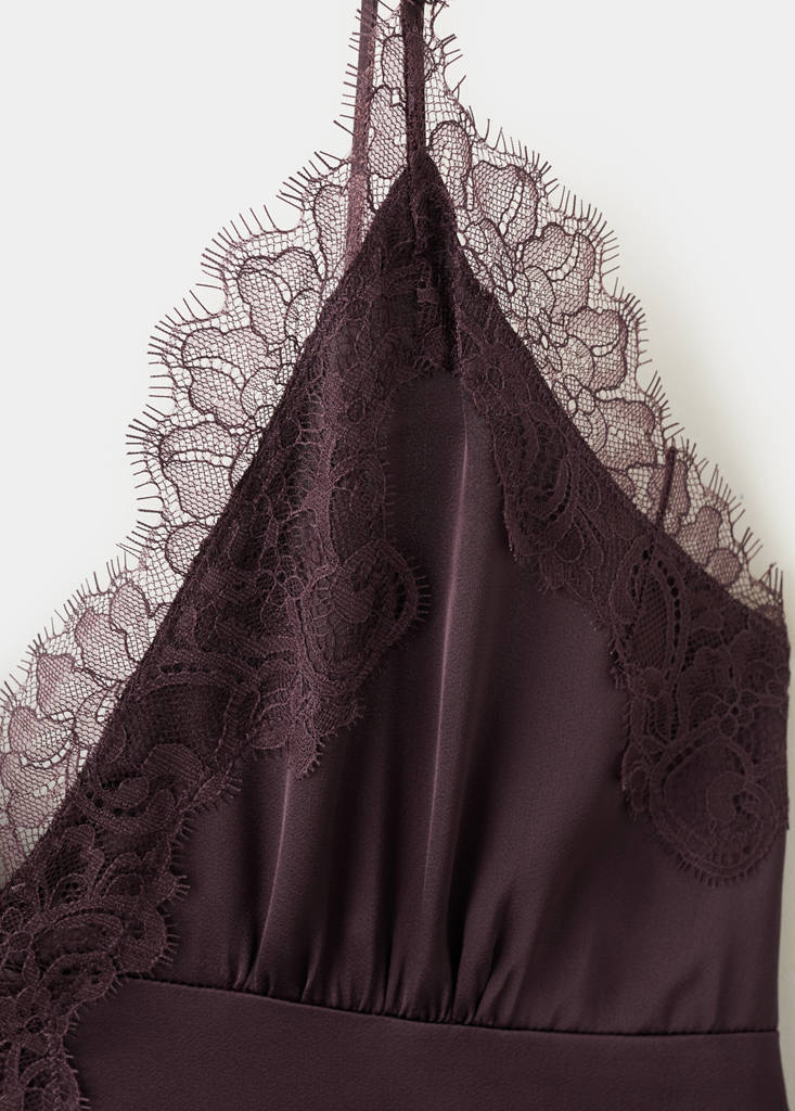 Satin lace dress — Lilac
