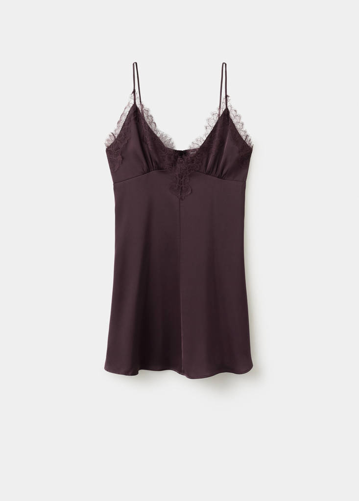 Satin lace dress — Lilac