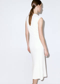 V-neck knitted dress — White 3