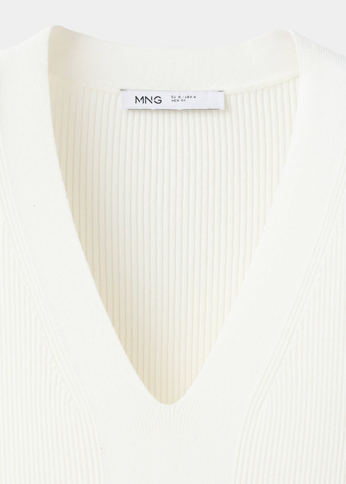 V-neck knitted dress — White