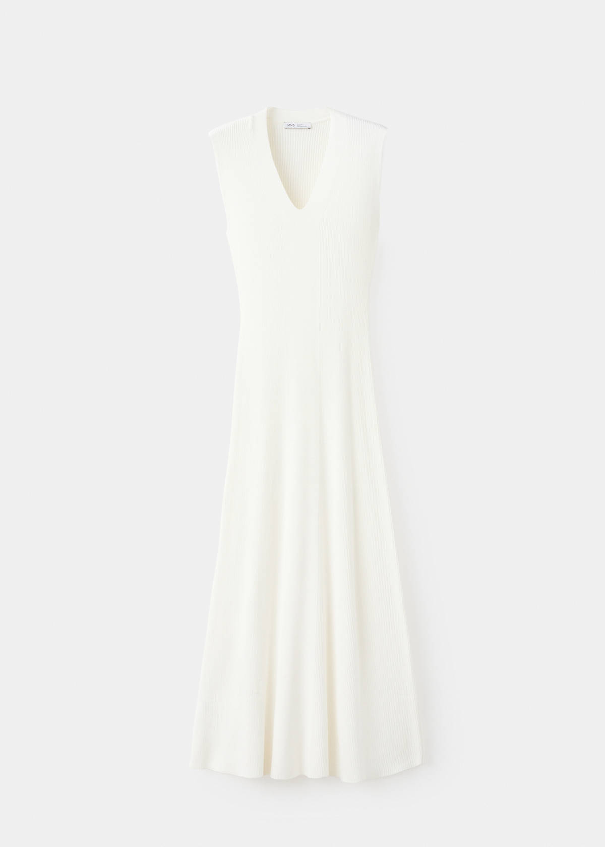 V-neck knitted dress — White