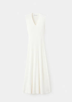 V-neck knitted dress — White 6