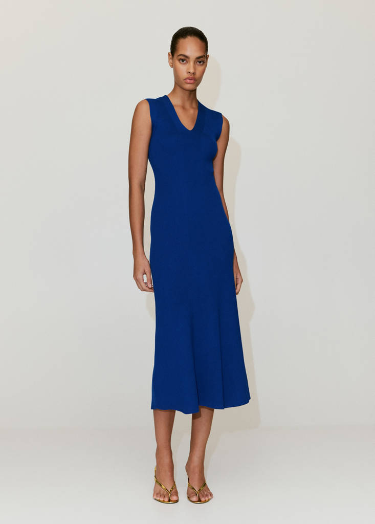 V-neck knitted dress — Blue