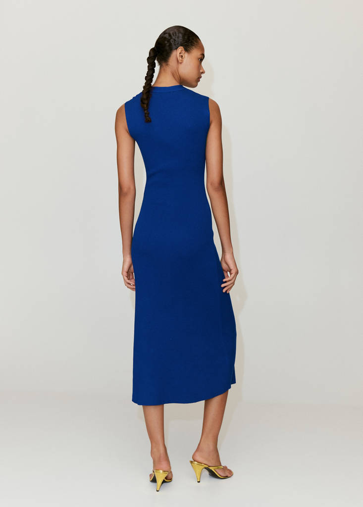 V-neck knitted dress — Blue
