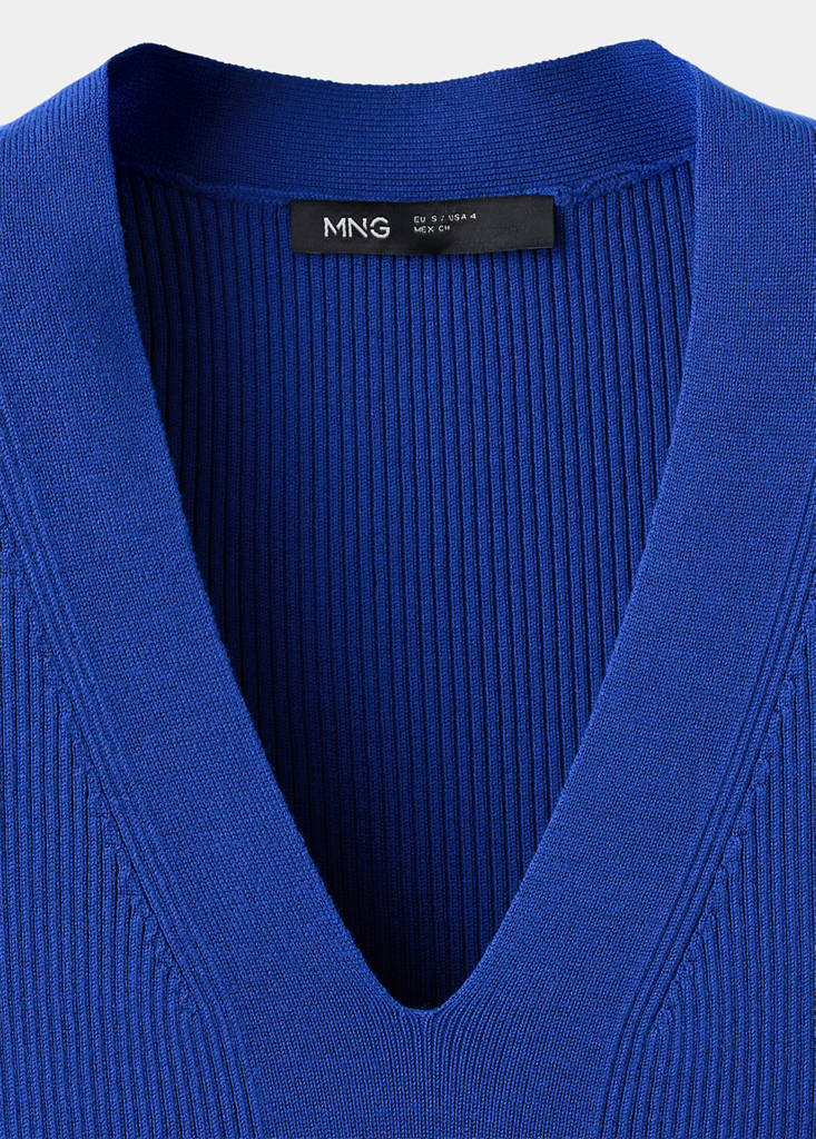 V-neck knitted dress — Blue