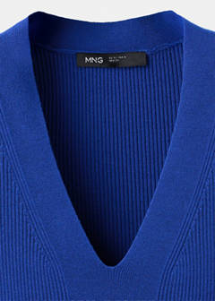 V-neck knitted dress — Blue 6