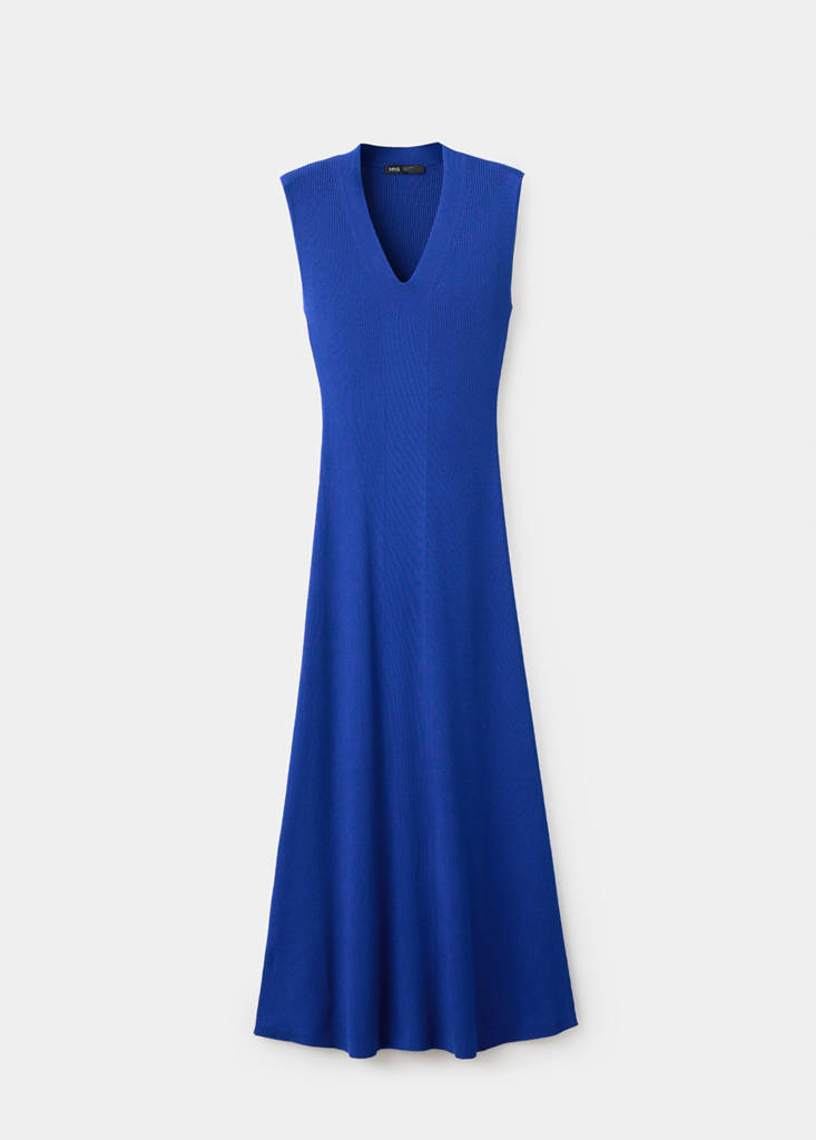 V-neck knitted dress — Blue