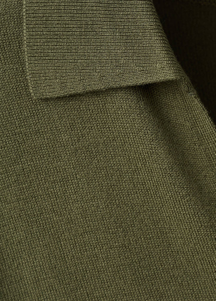 Fitted fine-knit polo — Khaki