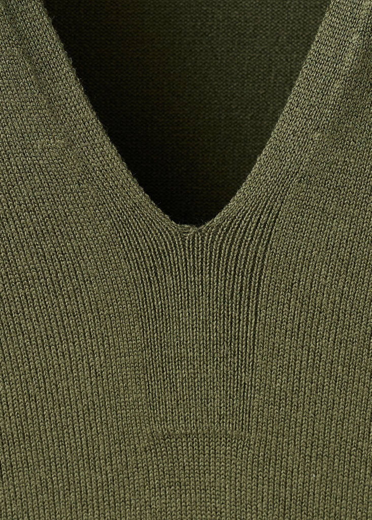 Fitted fine-knit polo — Khaki