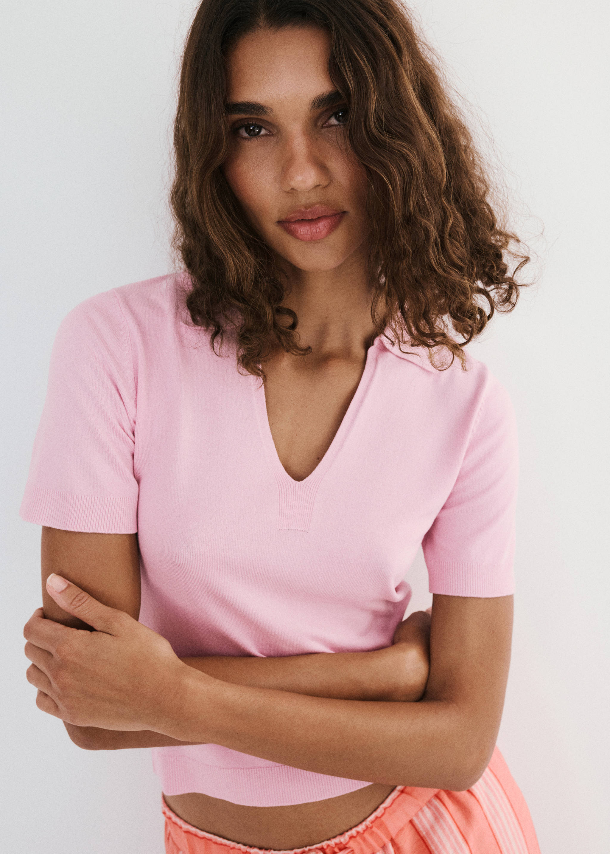 Fine-knit polo shirt - Details of the article 1