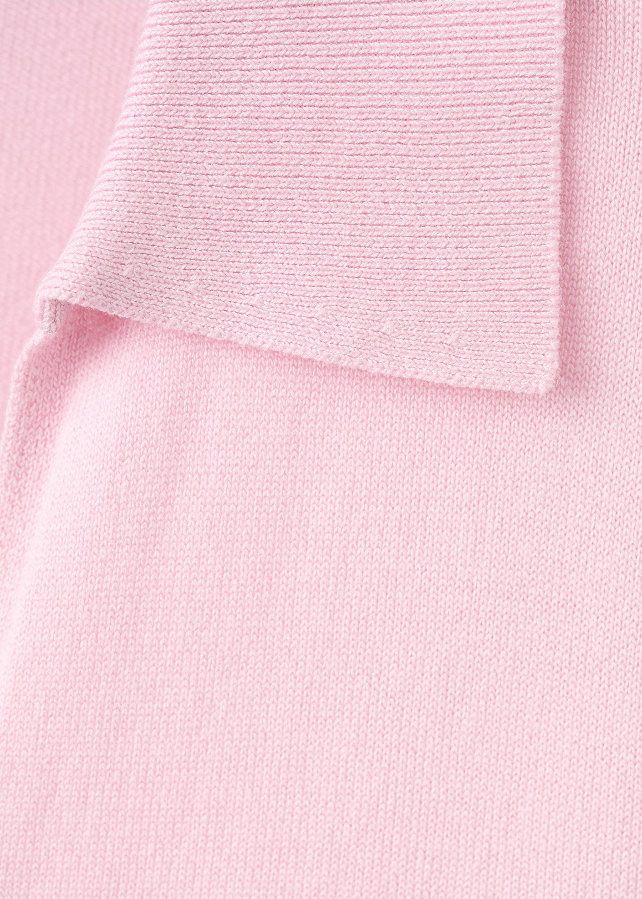 Fine-knit polo shirt - Details of the article 8, Pink. Ref: 37081376-00.