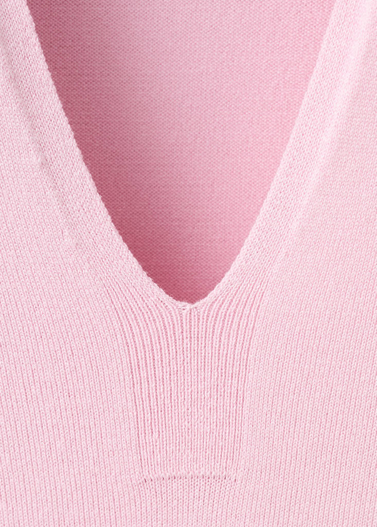 Fitted fine-knit polo — Pink