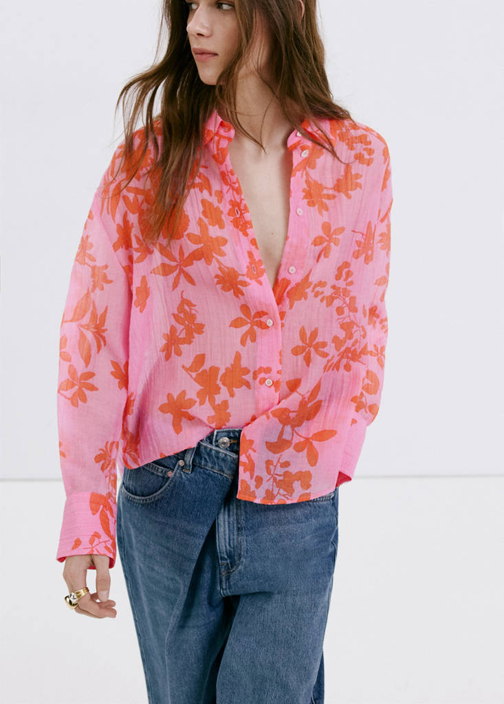 Floral print lyocell shirt — Pink
