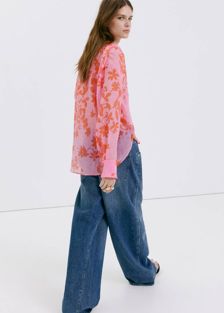 Floral print lyocell shirt — Pink