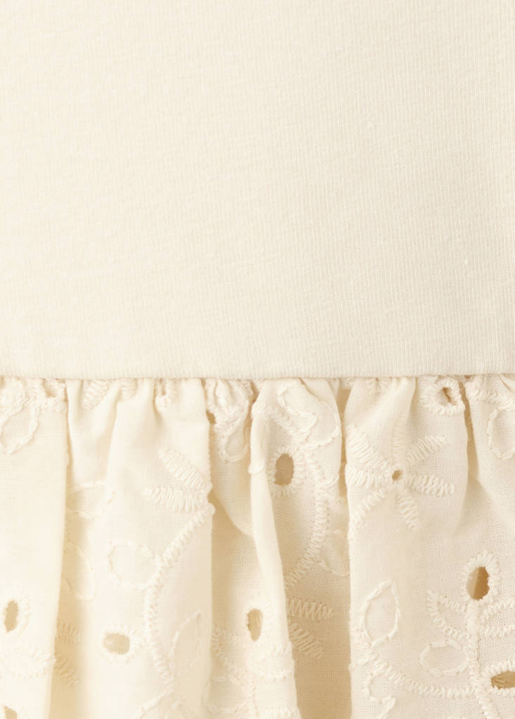 Strapless dress with broderie anglaise embroidery — Sand