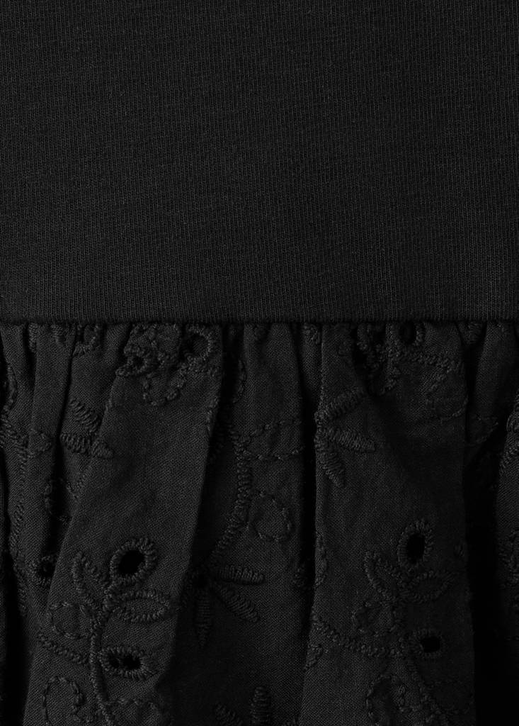 Strapless dress with broderie anglaise embroidery — Black