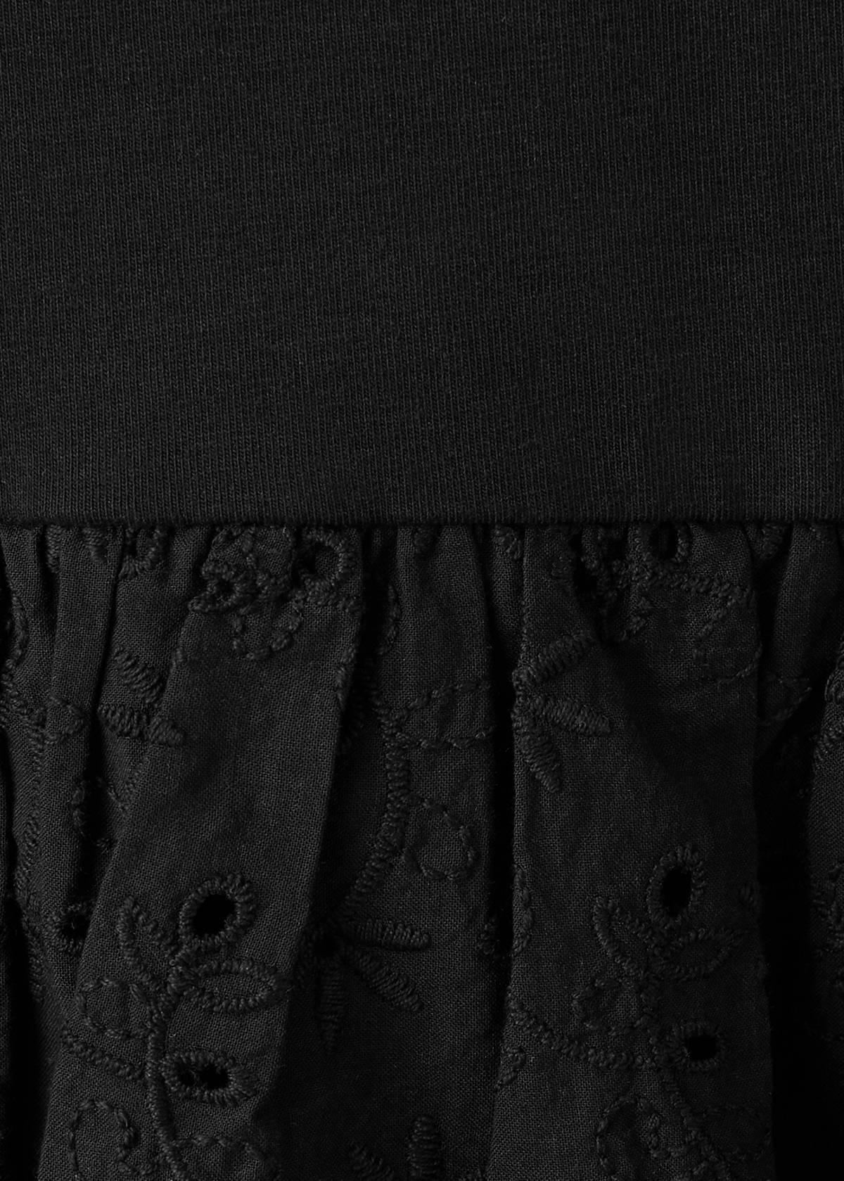 Strapless dress with broderie anglaise embroidery — Black