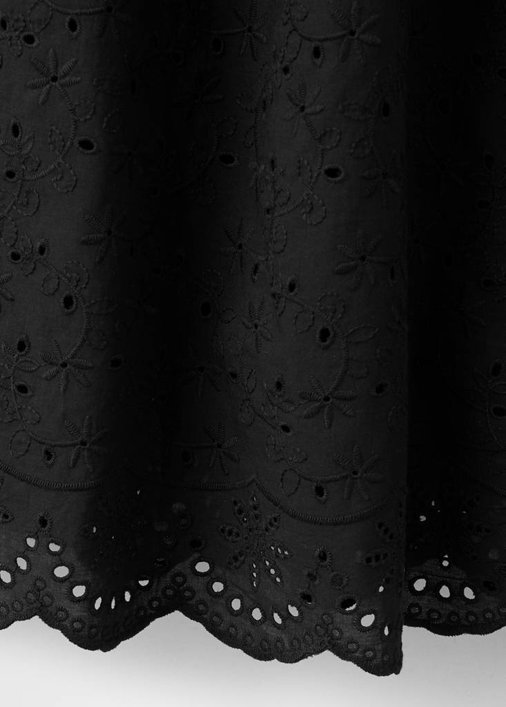 Strapless dress with broderie anglaise embroidery — Black