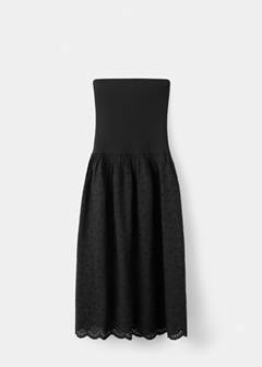 Strapless dress with broderie anglaise embroidery — Black 5