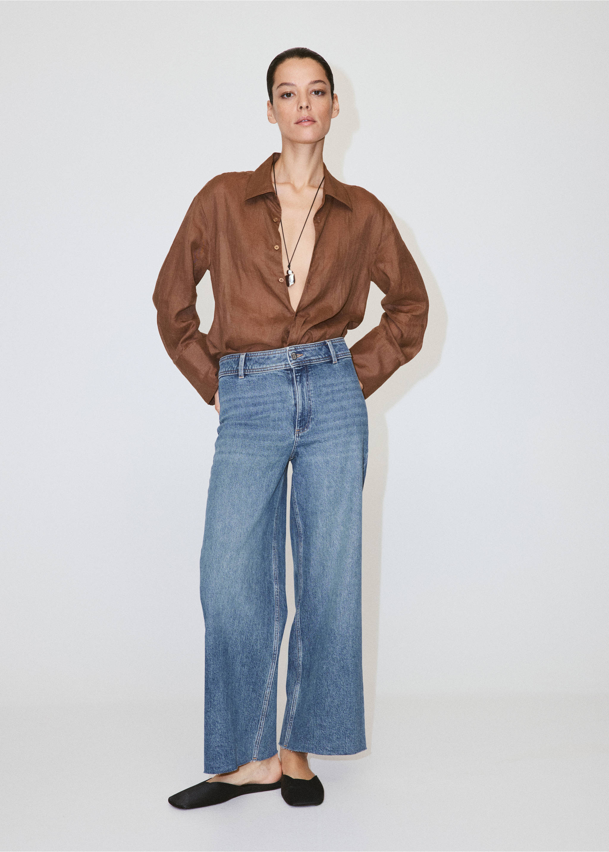 Catherin culotte high-rise jeans - General plane, Medium Blue. Ref: 37081381-00.