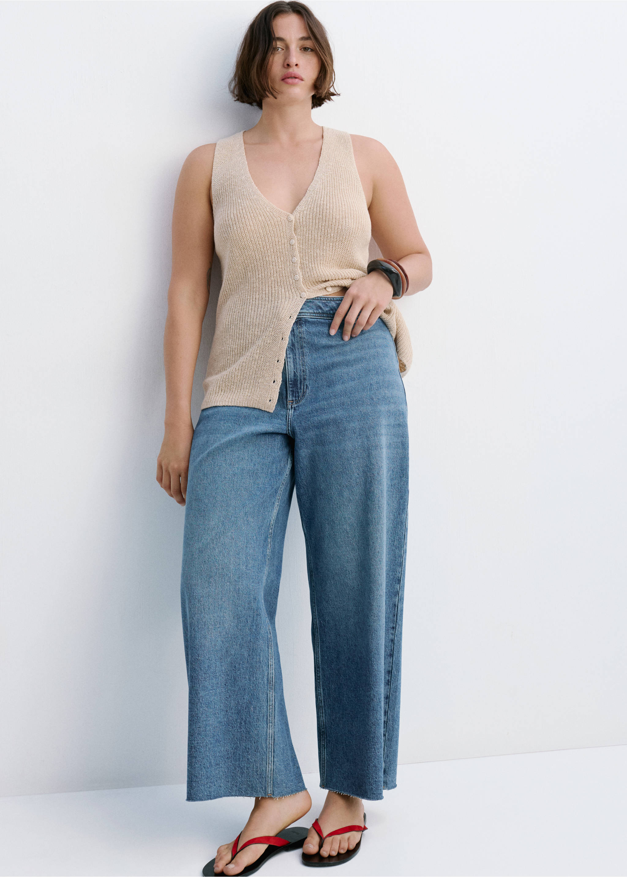 Catherin culotte high-rise jeans - Details of the article 3, Medium Blue. Ref: 37081381-00.