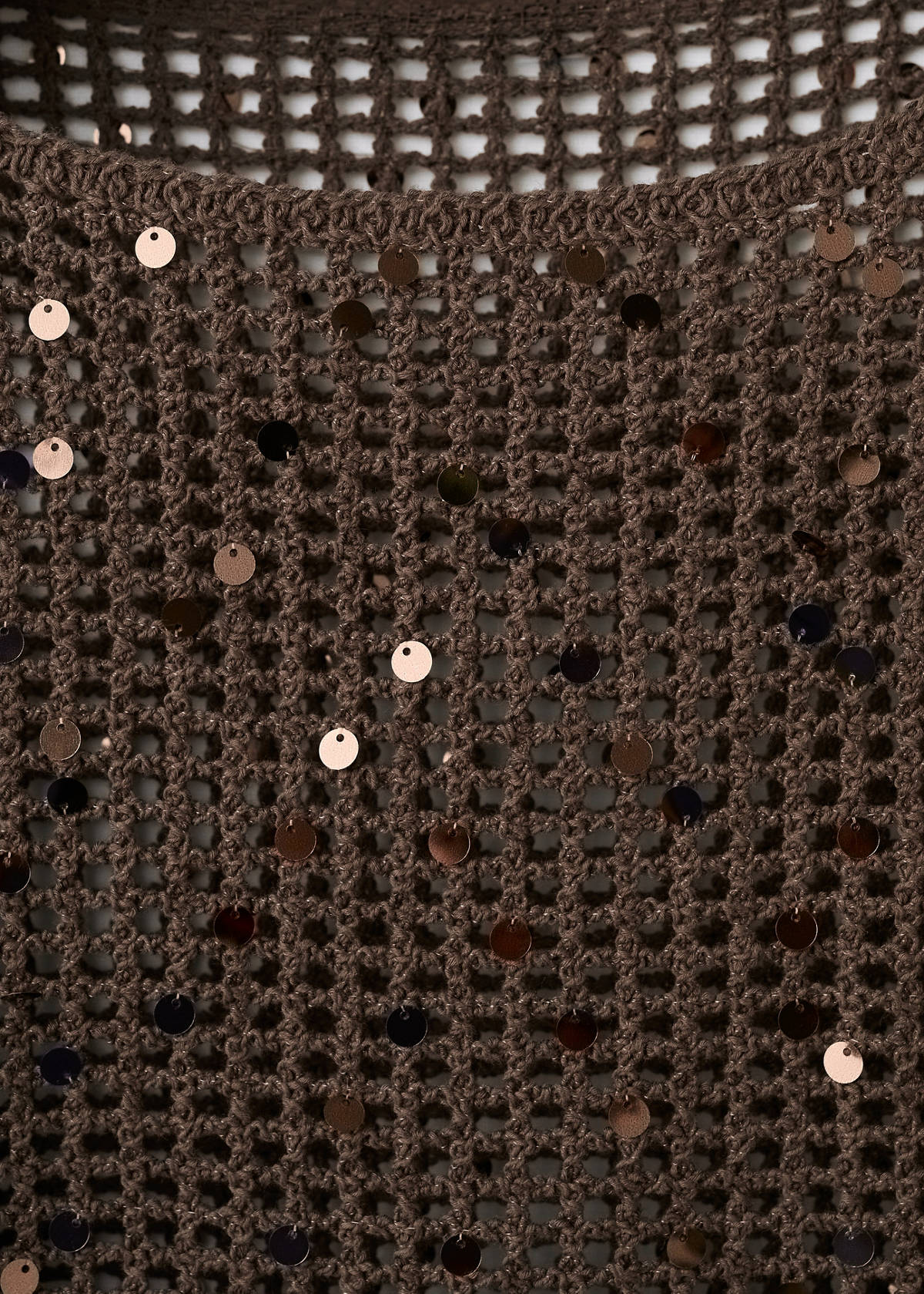 Sequin crochet sweater — Chocolate