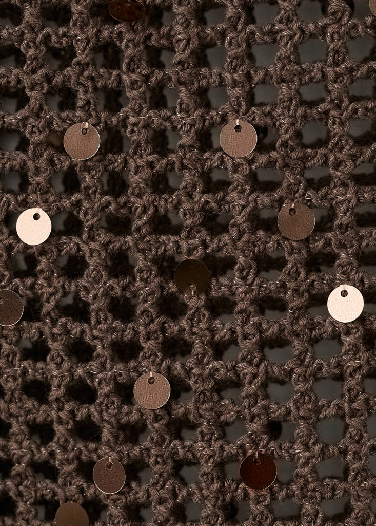 Sequin crochet sweater — Chocolate