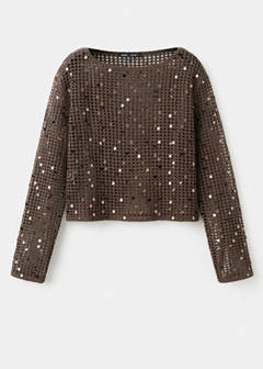 Sequin crochet sweater — Chocolate 5
