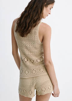Crochet buttoned gilet — Sand 3