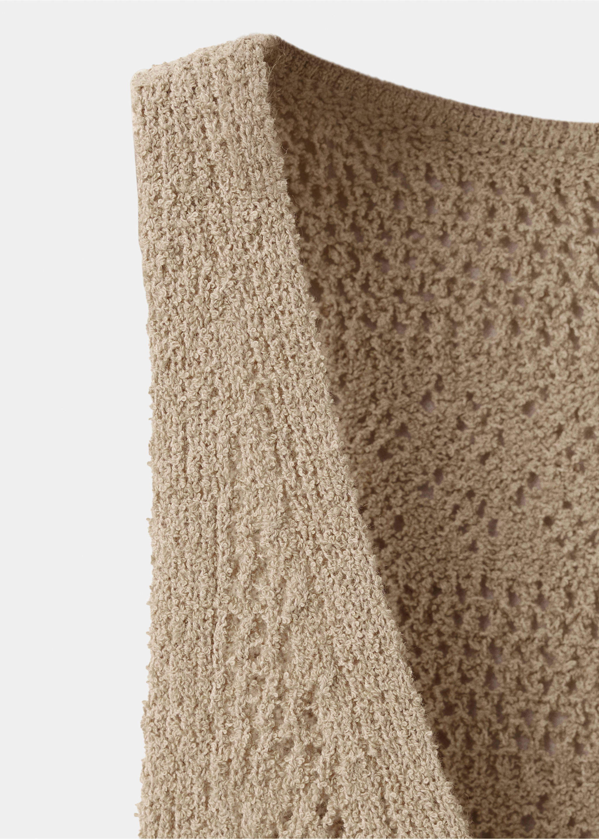 Crochet buttoned gilet - Details of the article 0, Sand. Ref: 37081384-00.