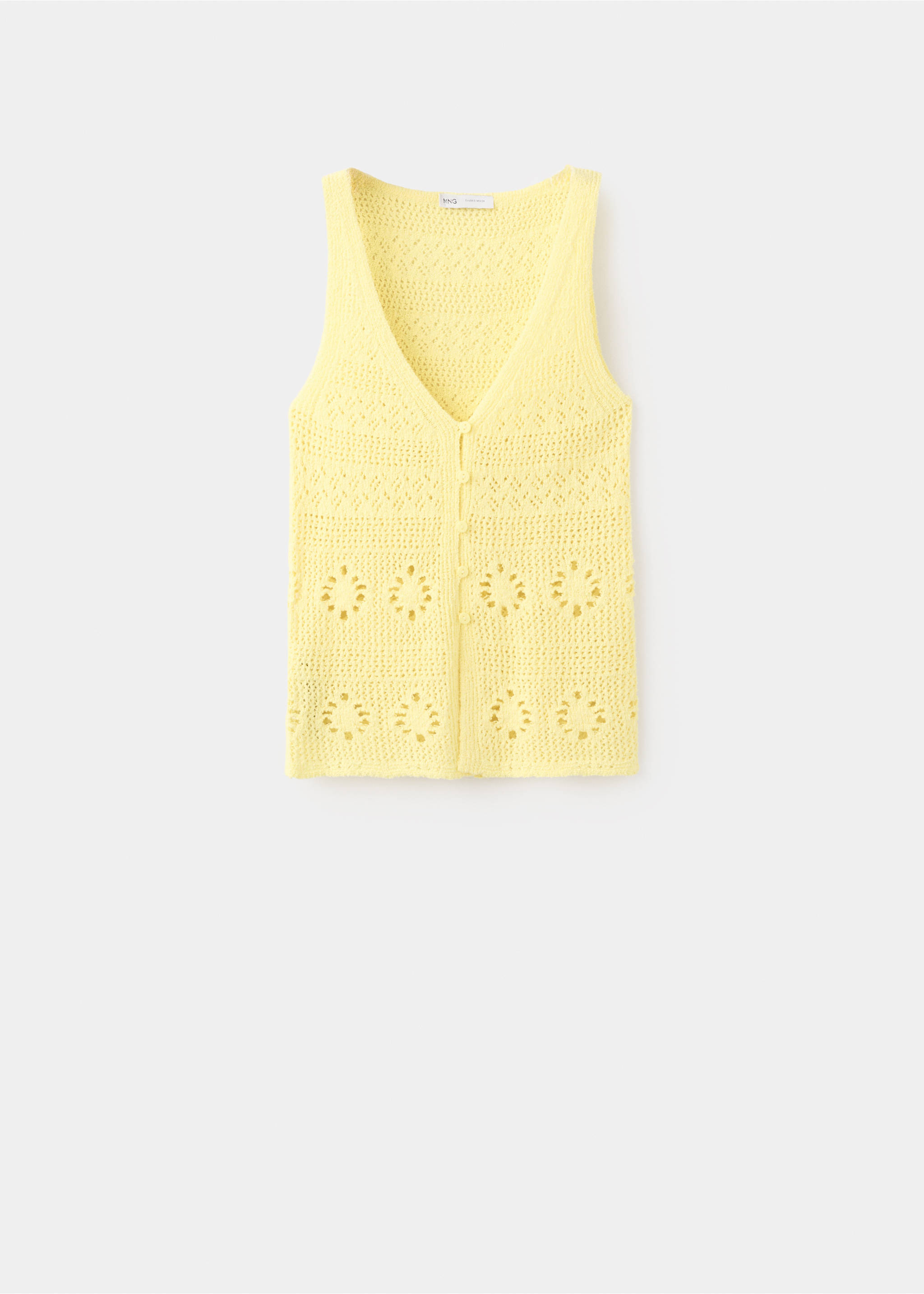 Crochet buttoned gilet - Article without model, Yellow. Ref: 37081384-00.