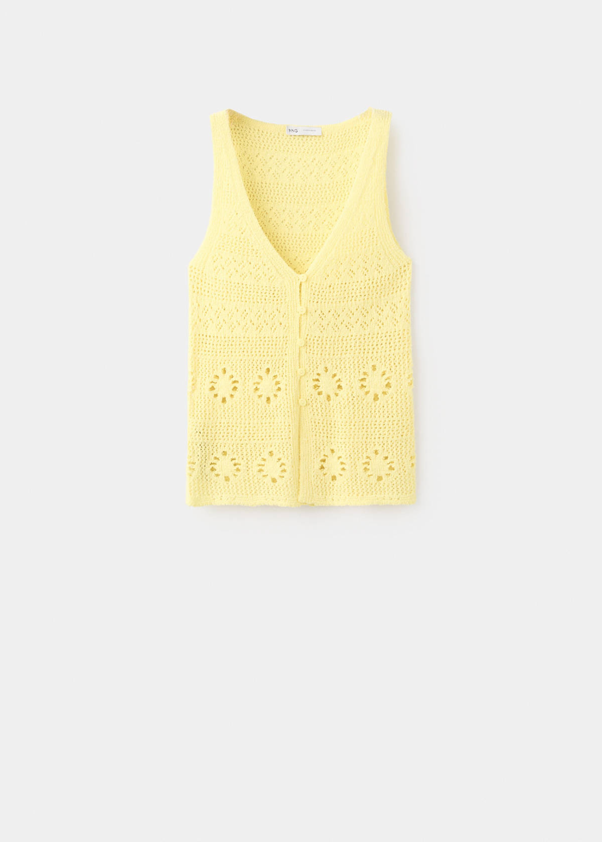 Crochet buttoned gilet — Yellow
