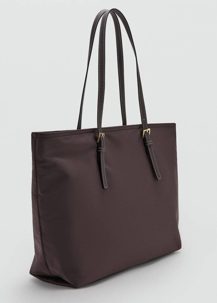 Shopper bag with buckle details — Chocolate