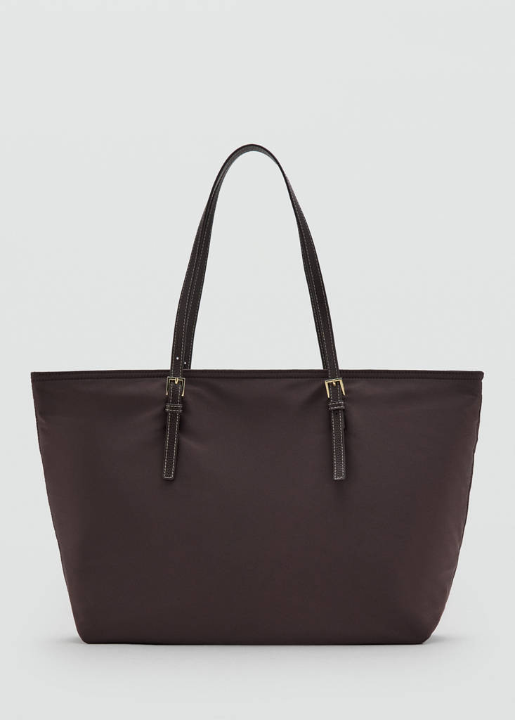 Shopper bag with buckle details — Chocolate