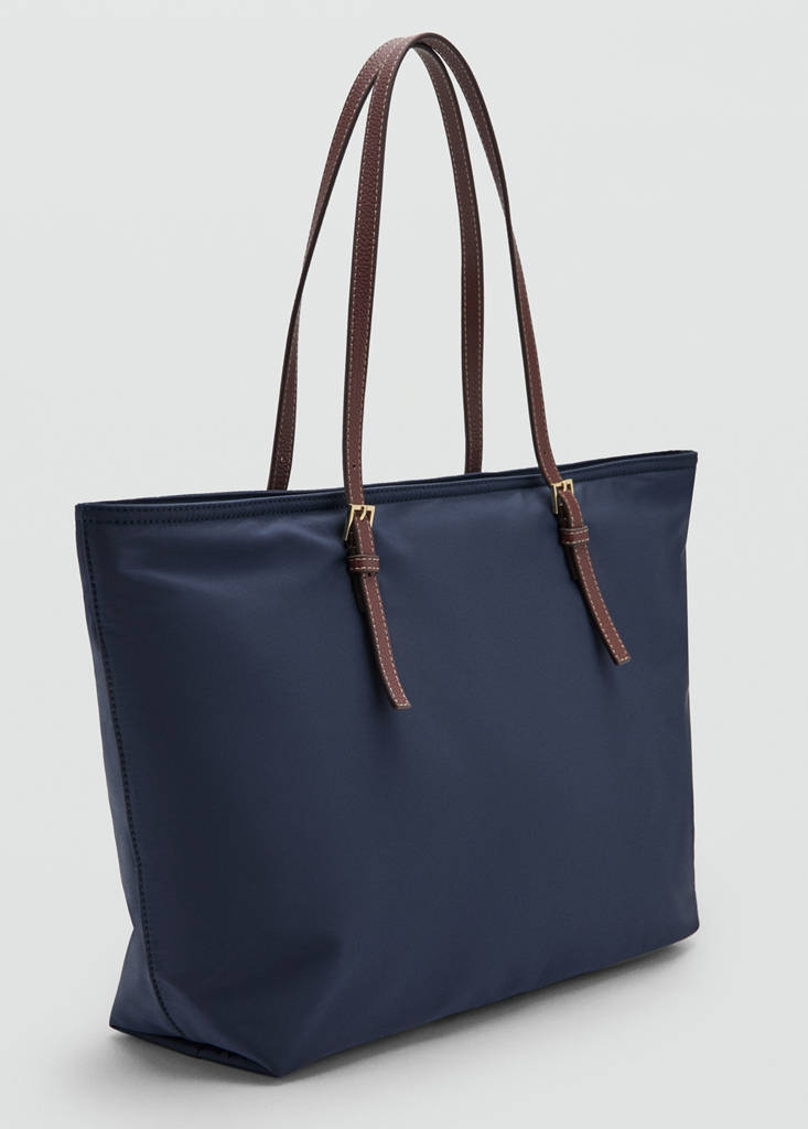 Shopper bag with buckle details — Navy