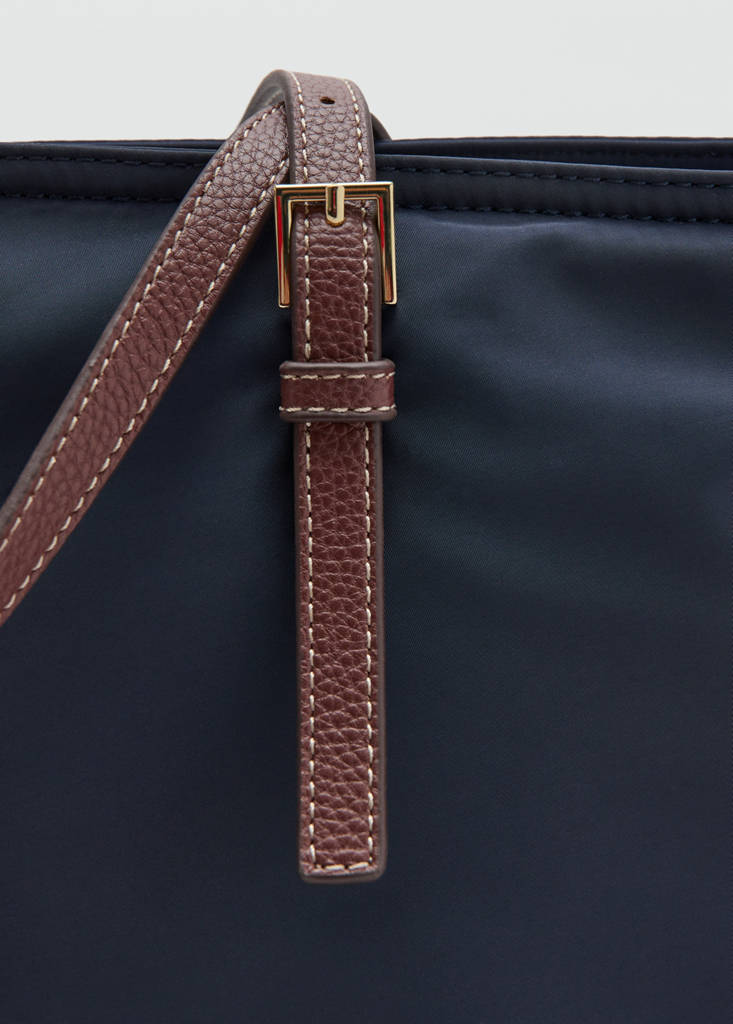 Shopper bag with buckle details — Navy