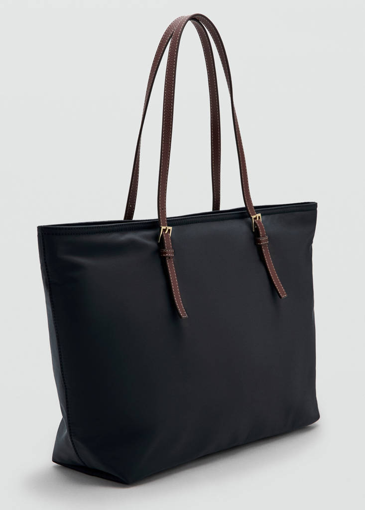 Shopper bag with buckle details — Black