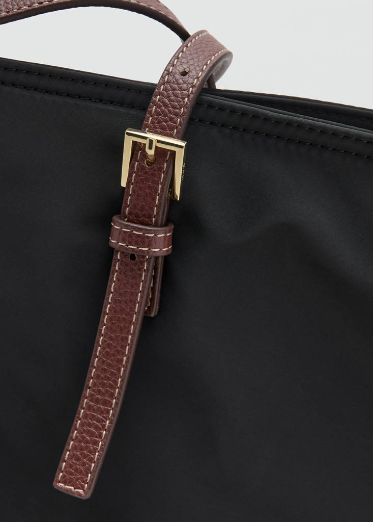 Shopper bag with buckle details — Black