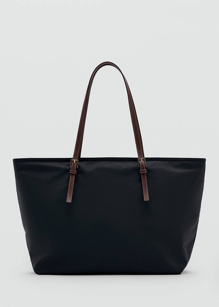 Shopper bag with buckle details — Black