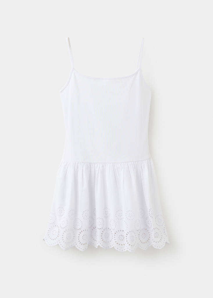 Short cutwork dress — White