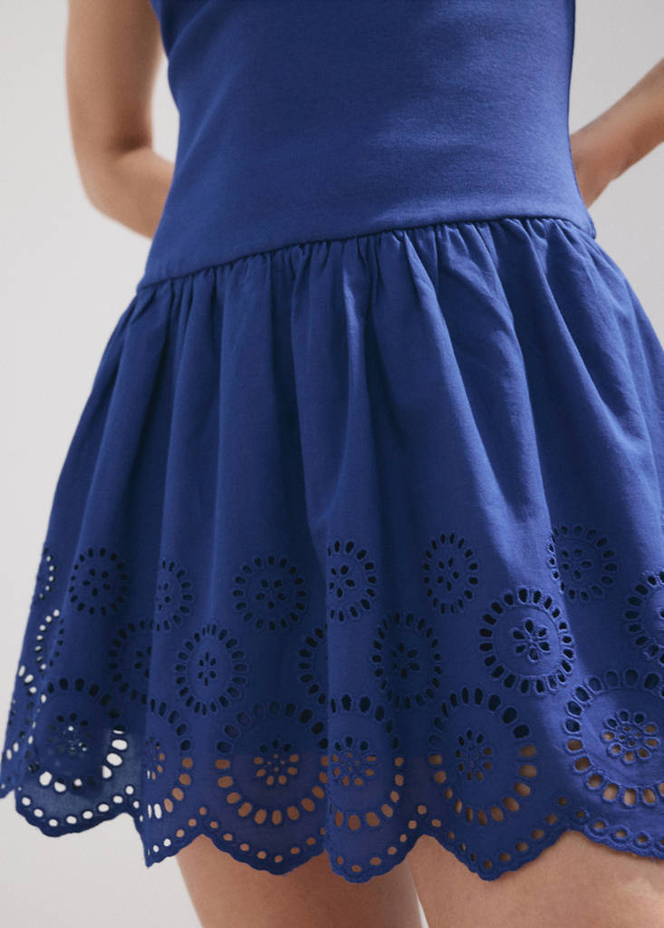 Short cutwork dress — Blue