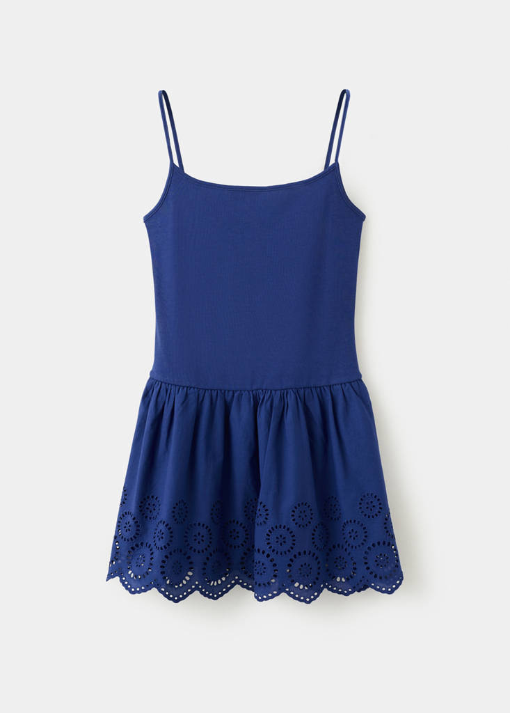 Short cutwork dress — Blue
