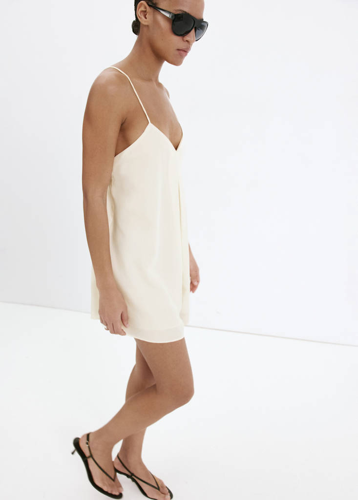 Straight-leg jumpsuit with open back — Ecru