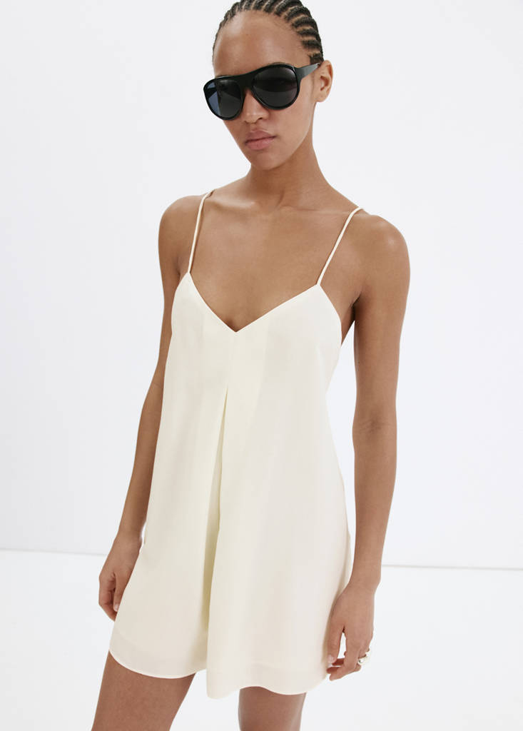 Straight-leg jumpsuit with open back — Ecru