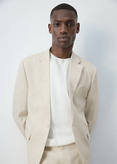 Amalfi 100% linen slim-fit suit jacket — Ecru 4